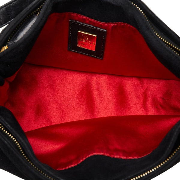 フェンディ マンマバケット ラメ ハンドバッグ ブラック ゴールド スウェード レディース FENDI 【中古】