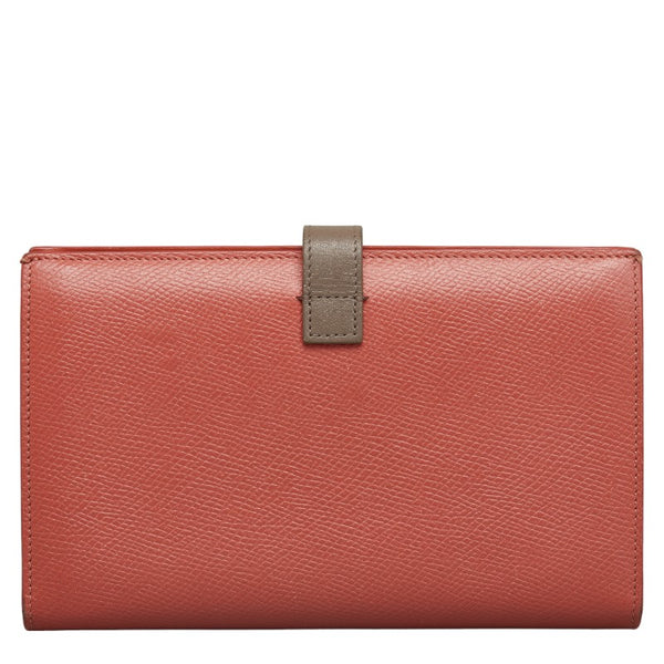 セリーヌ ラージ ストラップウォレット 長財布 バイカラー ピンク グレー レザー レディース CELINE 【中古】