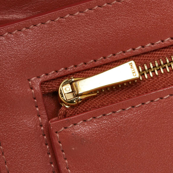 セリーヌ ラージ ストラップウォレット 長財布 バイカラー ピンク グレー レザー レディース CELINE 【中古】