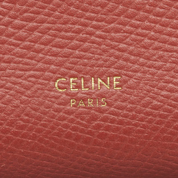 セリーヌ ラージ ストラップウォレット 長財布 バイカラー ピンク グレー レザー レディース CELINE 【中古】