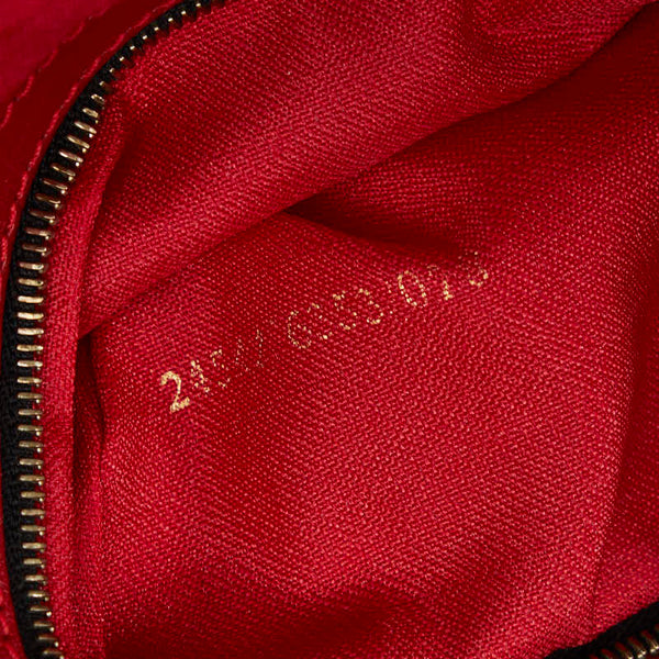 フェンディ レオパード ハンドバッグ ベージュ ブラック レッド キャンバス レザー レディース FENDI 【中古】