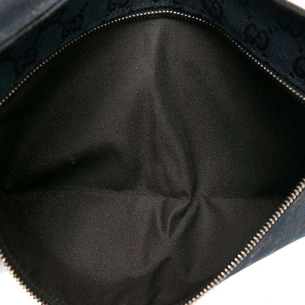 グッチ GGキャンバス 28566 ブラック キャンバス レザー ウエストバッグ メンズ GUCCI 【中古】
