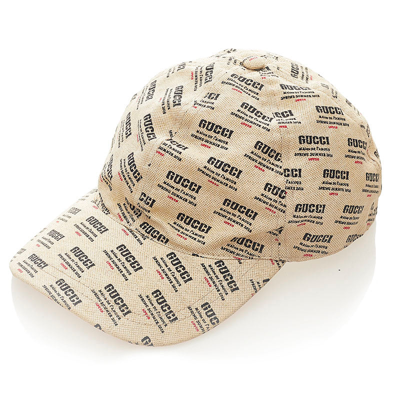 グッチ 総柄 キャップ ベージュ コットン レディース GUCCI 【中古】