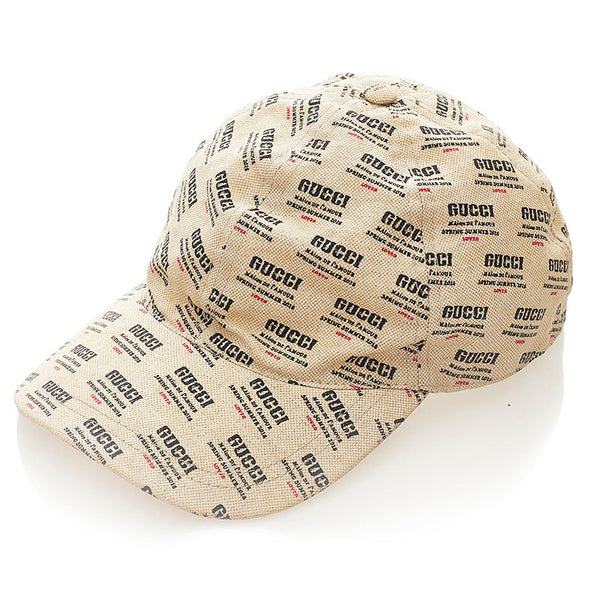 グッチ 総柄 キャップ ベージュ コットン レディース GUCCI 【中古】