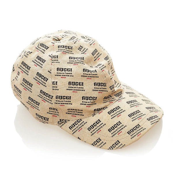 グッチ 総柄 キャップ ベージュ コットン レディース GUCCI 【中古】