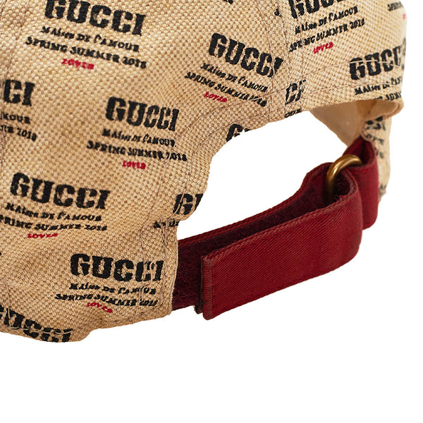 グッチ 総柄 キャップ ベージュ コットン レディース GUCCI 【中古】