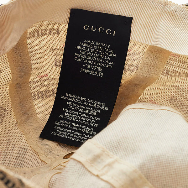グッチ 総柄 キャップ ベージュ コットン レディース GUCCI 【中古】