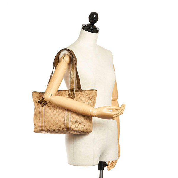 グッチ GGキャンバス シェリーライン トートバッグ ショルダーバッグ 137396 ベージュ ゴールド キャンバス レディース GUCCI 【中古】