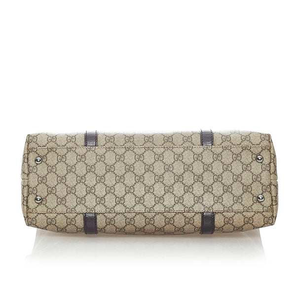 グッチ GGスプリーム ハンドバッグ トートバッグ 114595 ベージュ ブラウン PVC レザー レディース GUCCI 【中古】