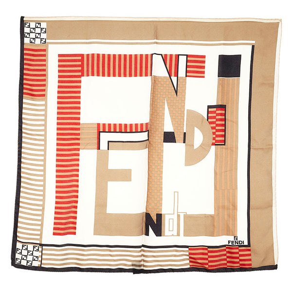 フェンディ スカーフ ベージュ マルチ シルク レディース FENDI 【中古】