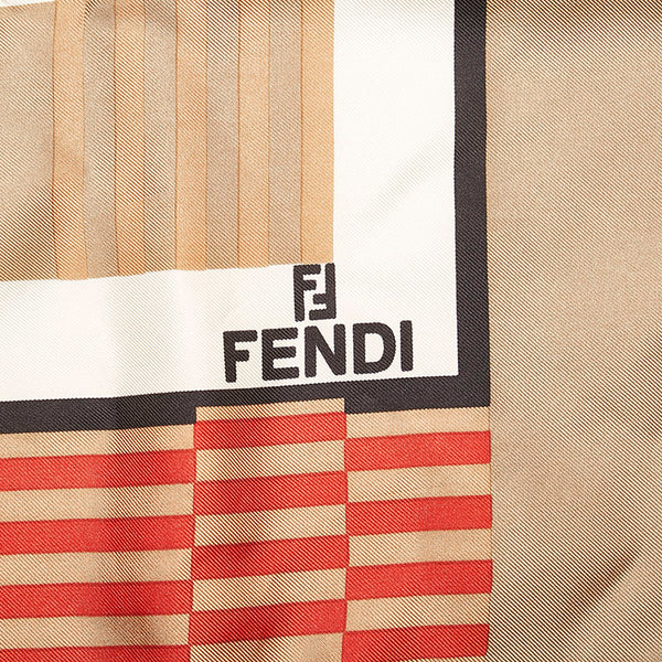 フェンディ スカーフ ベージュ マルチ シルク レディース FENDI 【中古】