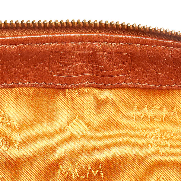 エム シー エム ヴィセトス ロゴグラム ボストンバッグ ショルダーバッグ 2WAY ブラウン PVC レザー レディース MCM 【中古】