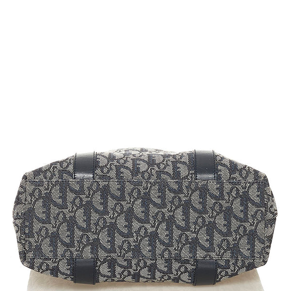 ディオール トロッター ハンドバッグトートバッグ ネイビー グレー キャンバス レザー レディース Dior 【中古】