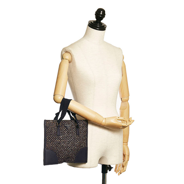 プラダ ミニハンドバッグ ハンドバッグ ネイビー ツイード レザー レディース PRADA 【中古】