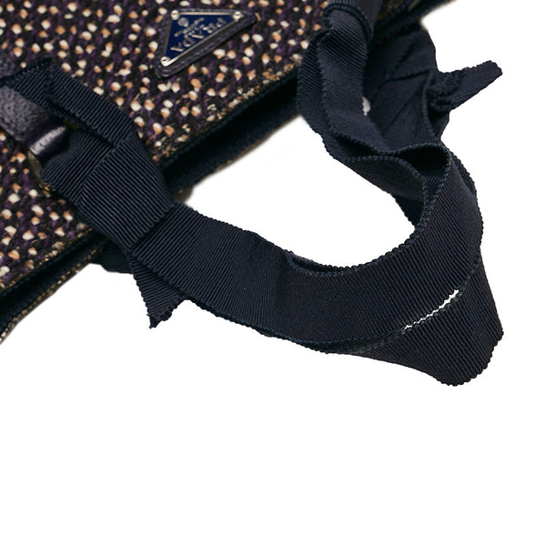 プラダ ミニハンドバッグ ハンドバッグ ネイビー ツイード レザー レディース PRADA 【中古】