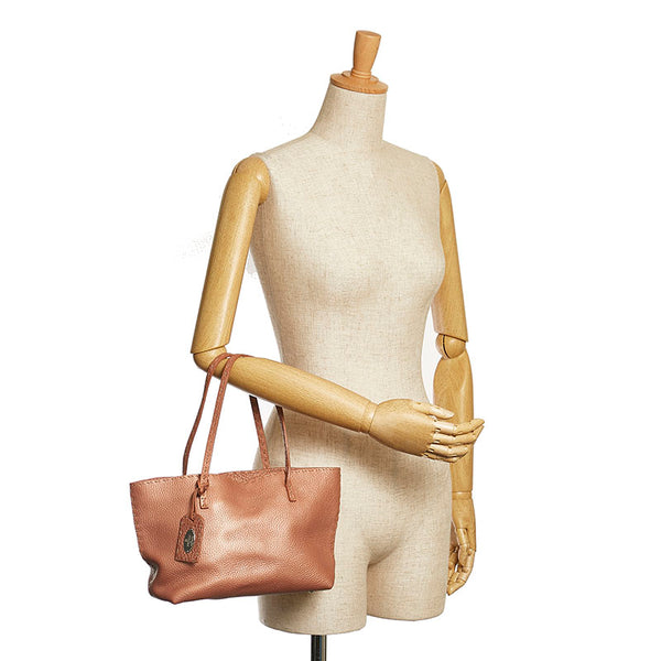 フェンディ セレリア ハンドバッグ トートバッグ メタリック ピンク レザー レディース FENDI 【中古】