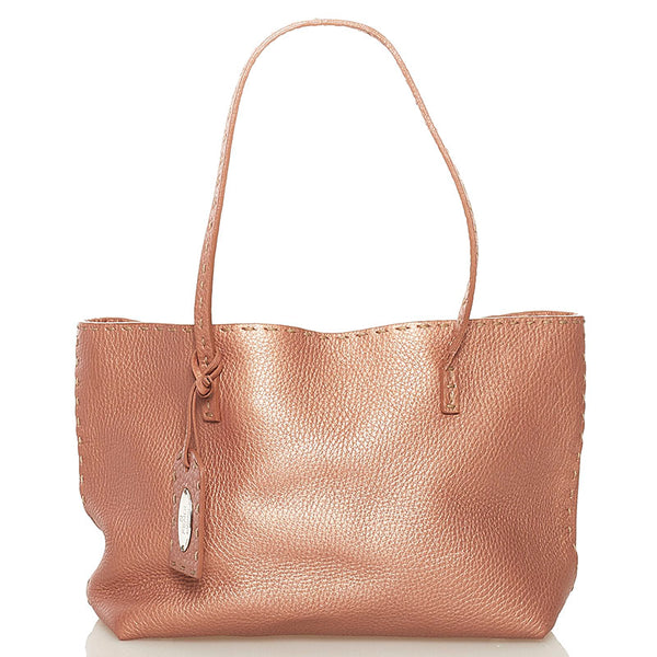 フェンディ セレリア ハンドバッグ トートバッグ メタリック ピンク レザー レディース FENDI 【中古】