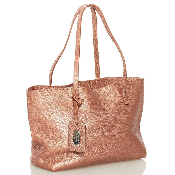 フェンディ セレリア ハンドバッグ トートバッグ メタリック ピンク レザー レディース FENDI 【中古】