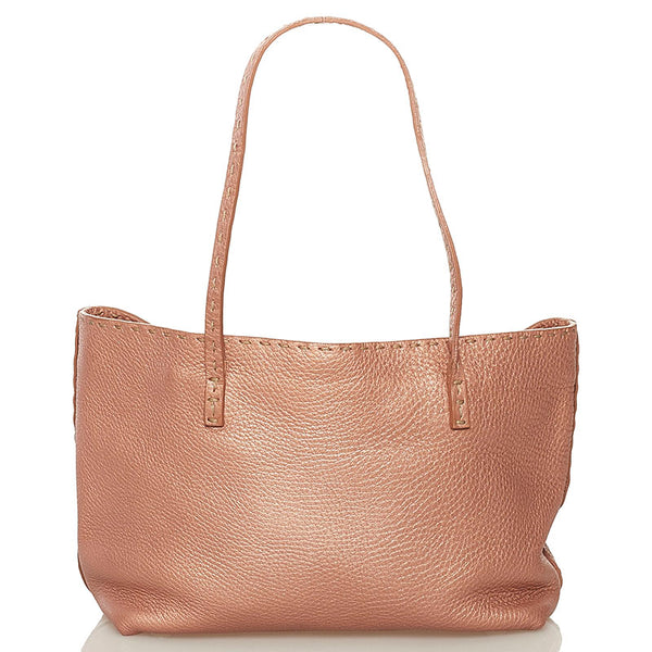 フェンディ セレリア ハンドバッグ トートバッグ メタリック ピンク レザー レディース FENDI 【中古】