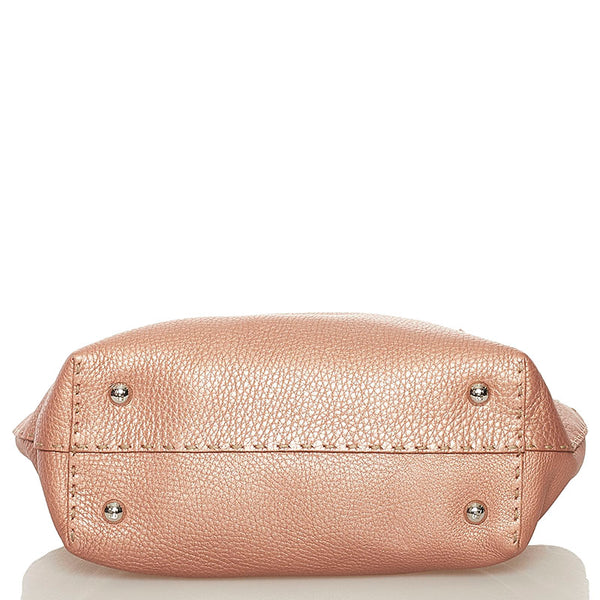 フェンディ セレリア ハンドバッグ トートバッグ メタリック ピンク レザー レディース FENDI 【中古】