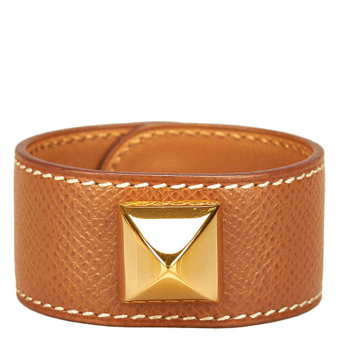 エルメス メドール ブレスレット ブラウン レザー レディース HERMES 【中古】