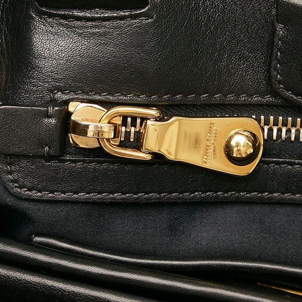 ミュウミュウ スタッズ ハンドバッグ ショルダーバッグ 2WAY ブラック レザー レディース MIUMIU 【中古】