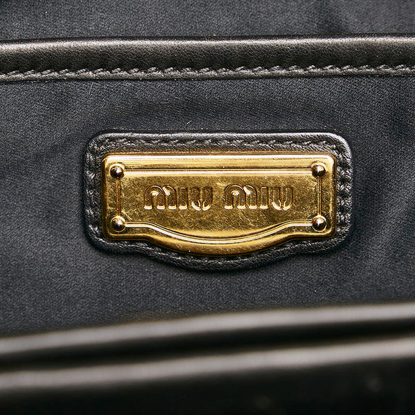 ミュウミュウ スタッズ ハンドバッグ ショルダーバッグ 2WAY ブラック レザー レディース MIUMIU 【中古】