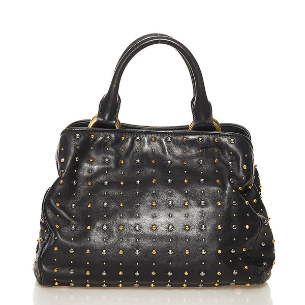 ミュウミュウ スタッズ ハンドバッグ ショルダーバッグ 2WAY ブラック レザー レディース MIUMIU 【中古】
