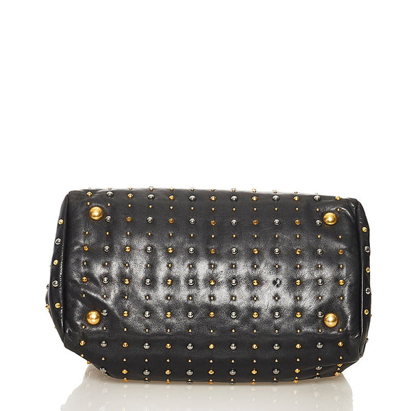 ミュウミュウ スタッズ ハンドバッグ ショルダーバッグ 2WAY ブラック レザー レディース MIUMIU 【中古】