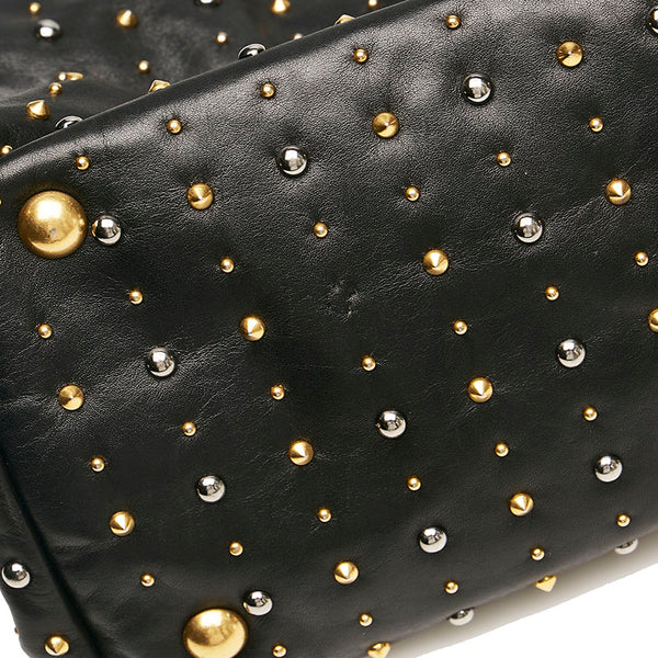 ミュウミュウ スタッズ ハンドバッグ ショルダーバッグ 2WAY ブラック レザー レディース MIUMIU 【中古】