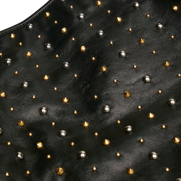 ミュウミュウ スタッズ ハンドバッグ ショルダーバッグ 2WAY ブラック レザー レディース MIUMIU 【中古】