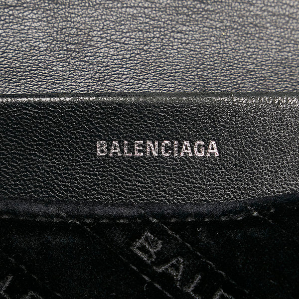 バレンシアガ BBロゴ キルティング チェーン ショルダーバッグ  ブラック シルバー ベロア レディース BALENCIAGA 【中古】