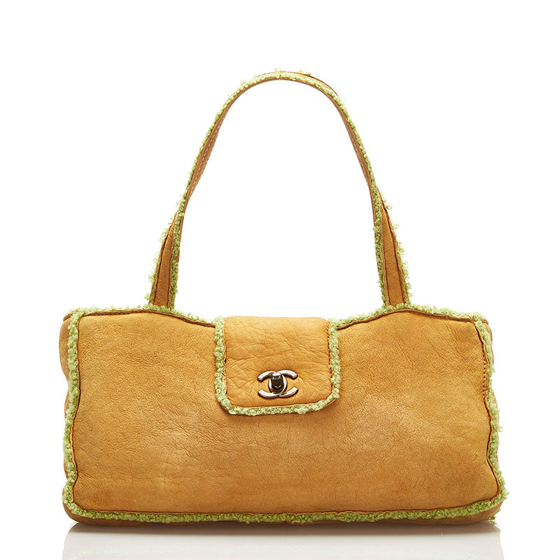 シャネル ココマーク ムートントート ハンドバッグ トートバッグ ベージュ グリーン ムートン レディース CHANEL 【中古】