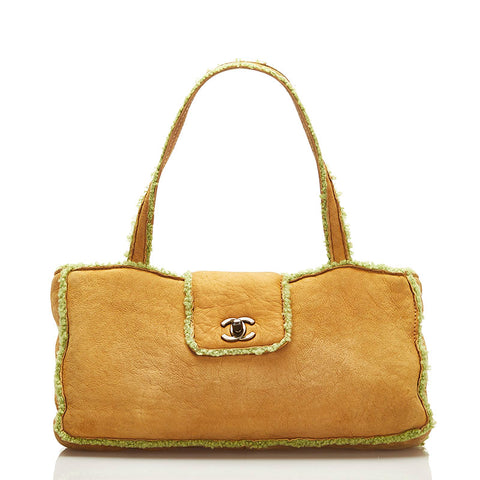 シャネル ココマーク ムートントート ハンドバッグ トートバッグ ベージュ グリーン ムートン レディース CHANEL 【中古】