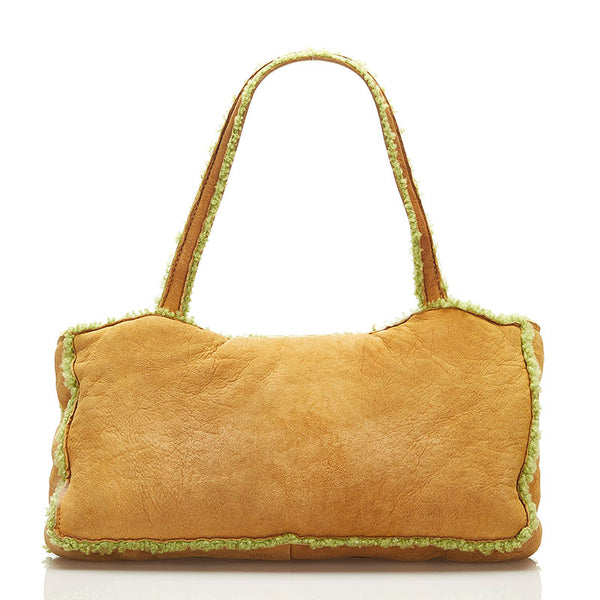 シャネル ココマーク ムートントート ハンドバッグ トートバッグ ベージュ グリーン ムートン レディース CHANEL 【中古】