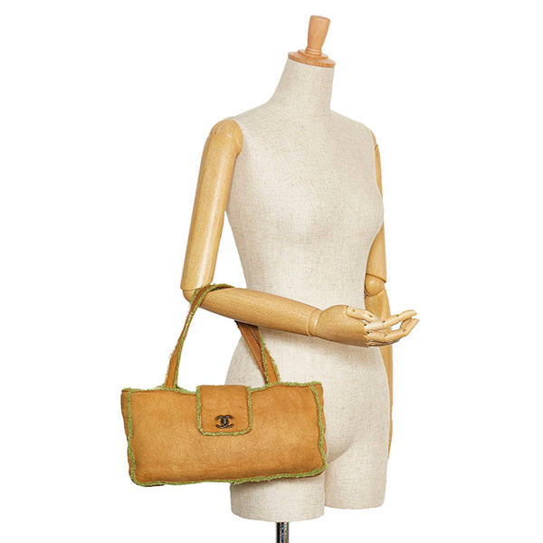 シャネル ココマーク ムートントート ハンドバッグ トートバッグ ベージュ グリーン ムートン レディース CHANEL 【中古】