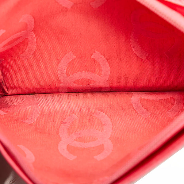 シャネル カンボンライン 長財布 ブラック ラムスキン エナメル レディース CHANEL 【中古】