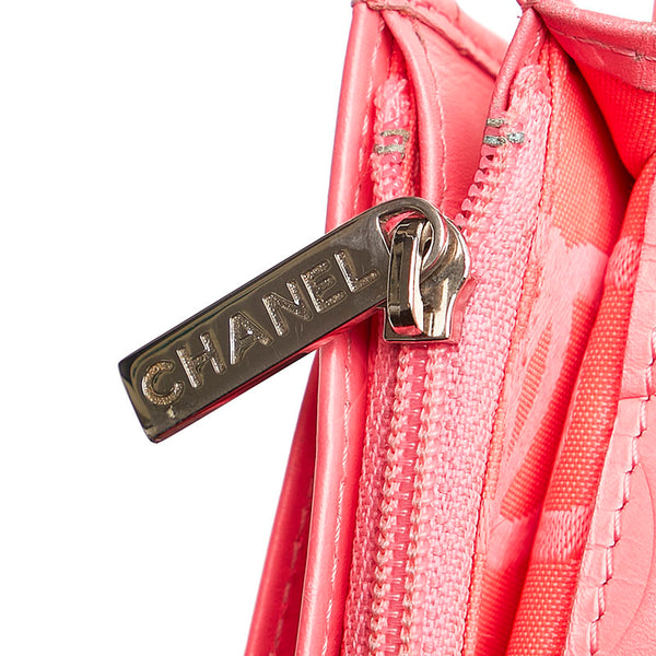 シャネル カンボンライン 長財布 ブラック ラムスキン エナメル レディース CHANEL 【中古】