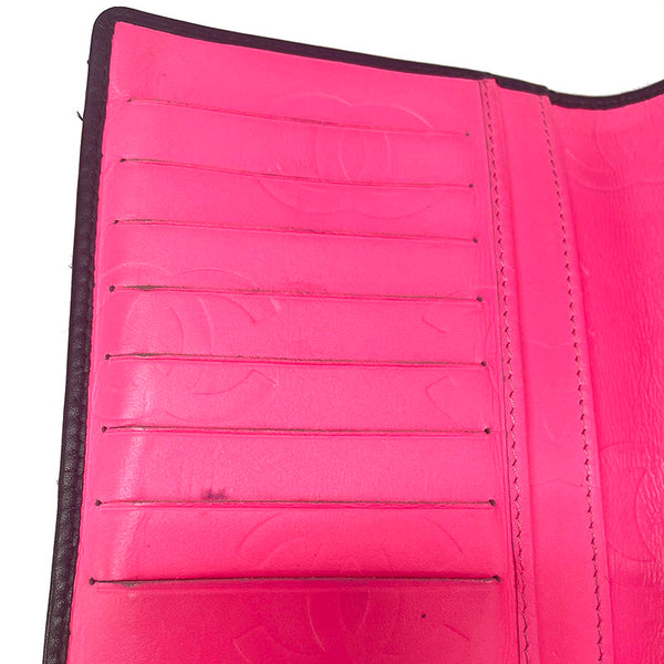 シャネル カンボンライン 長財布 ブラック ラムスキン エナメル レディース CHANEL 【中古】