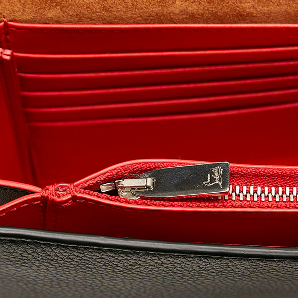 クリスチャンルブタン レオパード 豹 スタッズ チェーン ショルダーバッグ クラッチバッグ 2WAY イエロー ブラック レッド スウェード レザー レディース Christian Louboutin 【中古】