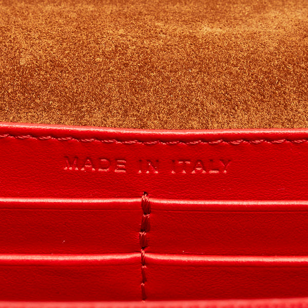 クリスチャンルブタン レオパード 豹 スタッズ チェーン ショルダーバッグ クラッチバッグ 2WAY イエロー ブラック レッド スウェード レザー レディース Christian Louboutin 【中古】