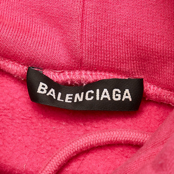 バレンシアガ ボンジュールロゴ プルオーバー パーカー ピンク コットン メンズ BALENCIAGA 【中古】