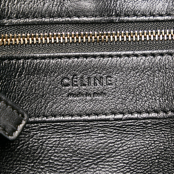 セリーヌ ホリゾンタルカバ ハンドバッグ ホワイト ブラック レザー ボア レディース CELINE 【中古】