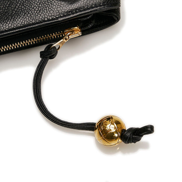 シャネル ココマーク チェーン トートバッグ ショルダーバッグ ブラック ゴールド キャビアスキン レディース CHANEL 【中古】