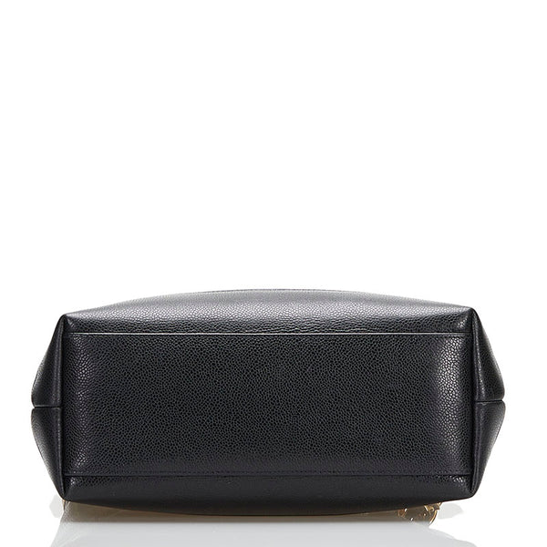 シャネル ココマーク チェーン トートバッグ ショルダーバッグ ブラック ゴールド キャビアスキン レディース CHANEL 【中古】