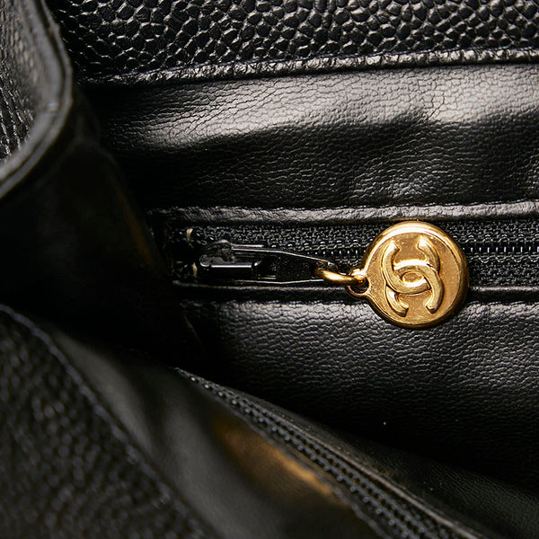 シャネル ココマーク チェーン トートバッグ ショルダーバッグ ブラック ゴールド キャビアスキン レディース CHANEL 【中古】