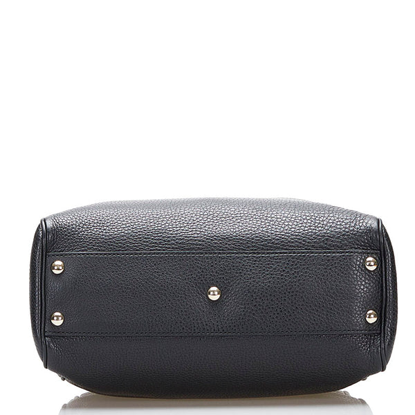 グッチ バンブー スモール ショッパー ハンドバッグ ショルダーバッグ 2WAY 336032 ブラック レザー レディース GUCCI 【中古】