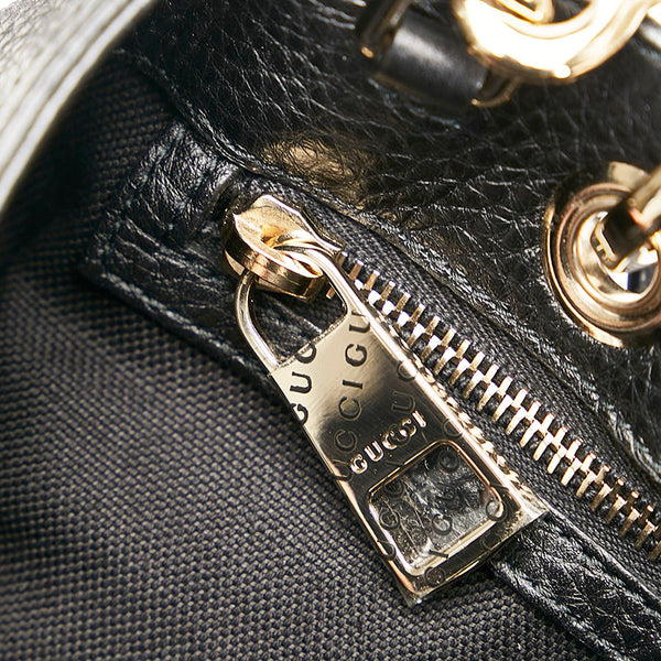グッチ バンブー スモール ショッパー ハンドバッグ ショルダーバッグ 2WAY 336032 ブラック レザー レディース GUCCI 【中古】