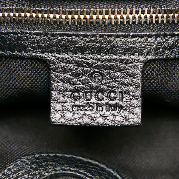 グッチ バンブー スモール ショッパー ハンドバッグ ショルダーバッグ 2WAY 336032 ブラック レザー レディース GUCCI 【中古】