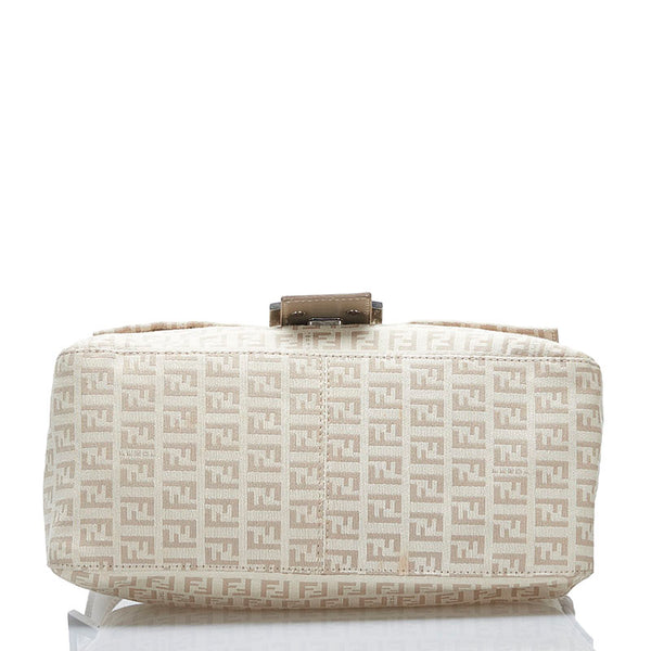フェンディ ズッキーノ マンマバケット ショルダーバッグ 8BR001 アイボリー ベージュ  キャンバス レザー レディース FENDI 【中古】